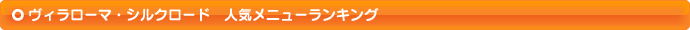 ヴィラローマ・シルクロード　人気メニューランキング