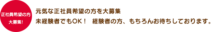 正社員希望の方大募集！